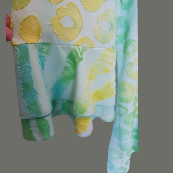 Paris Colorful Layered Tunic Top With 3/4 Sleeves & Abstract Design Size Small - Picture 8 of 10